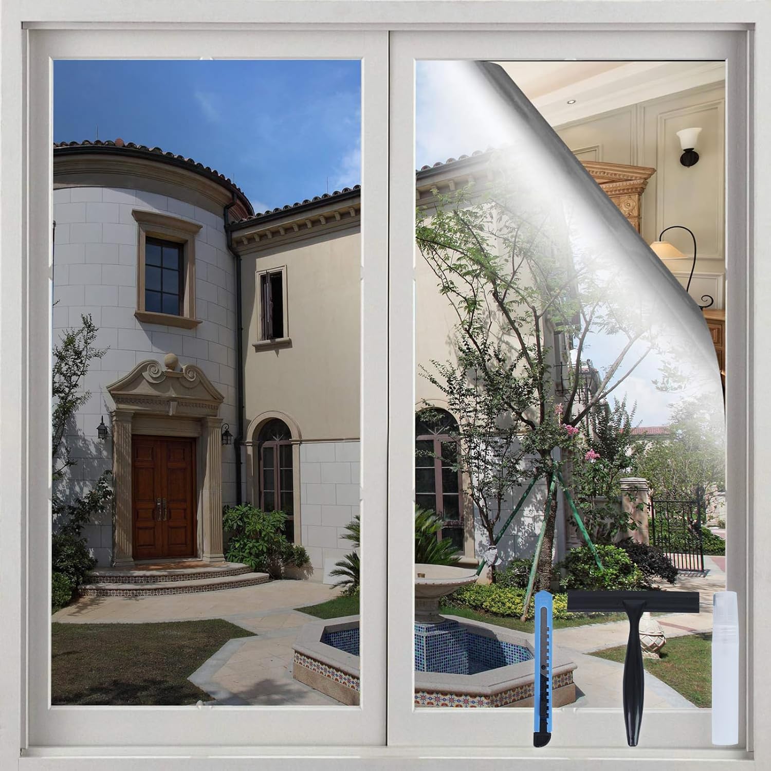 Tinted Window Film - One Way Window Privacy Film 17.5x78.7in