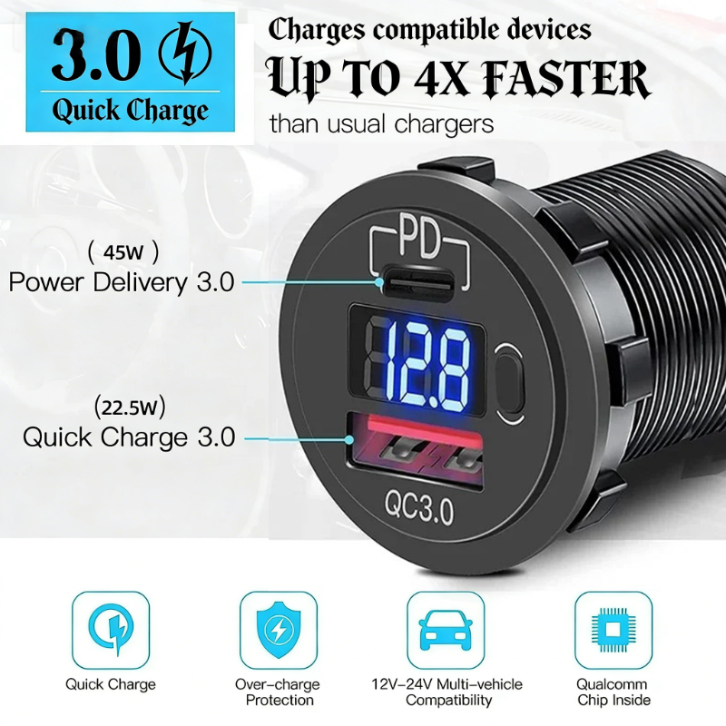 Car Accessories Qc - Motorcycle Power Outlet QC 3.0 PD