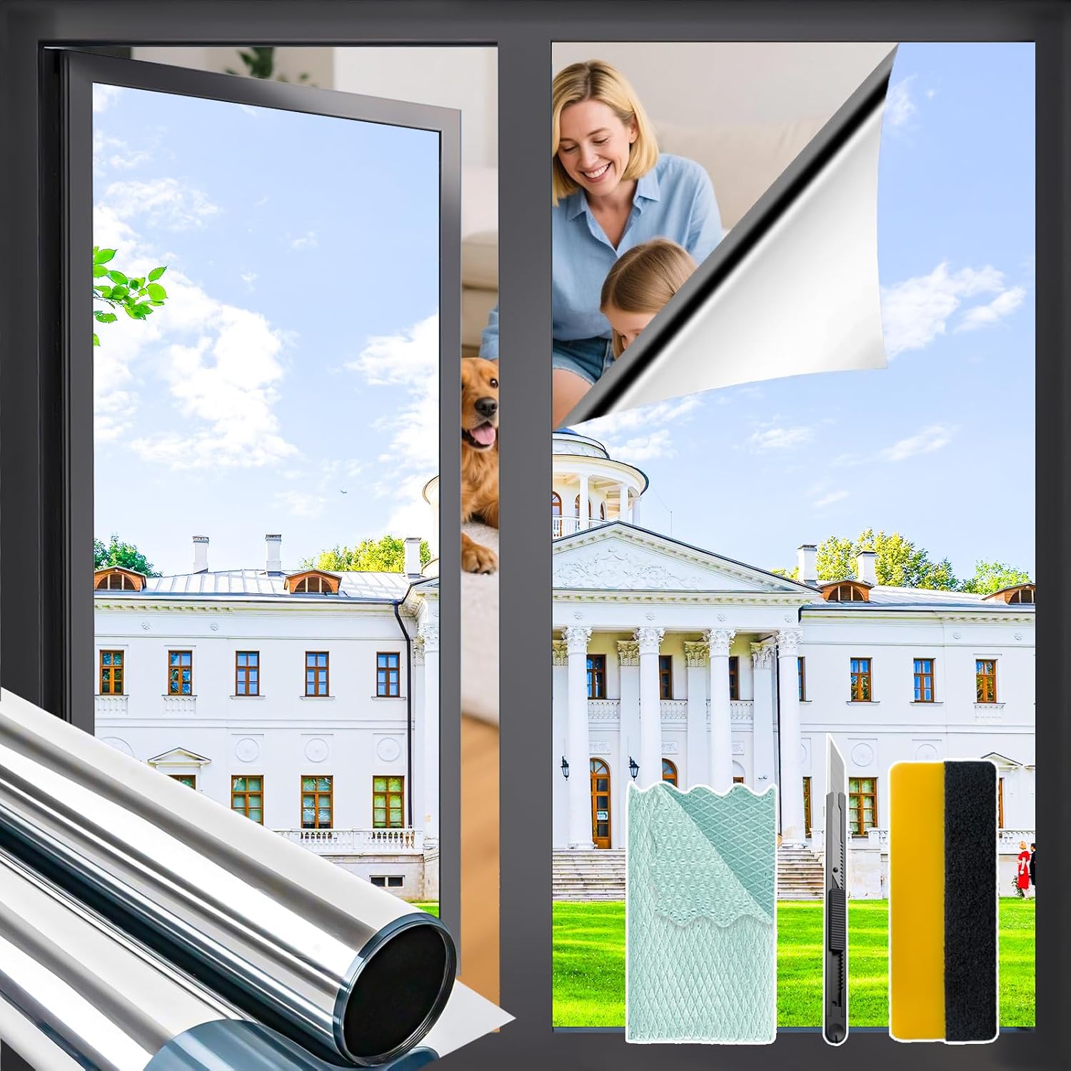 Tinted Window Film - Privacy Window Film 17.7x78.7in One Way