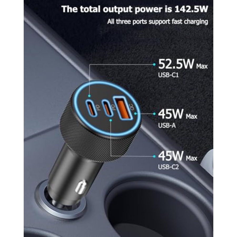 142.5W Car Charger Super Fast  - Car Accessories Qc recension och pris